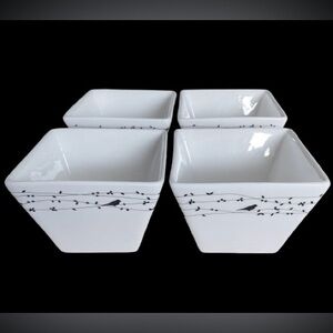 Set of 4 Individual Appetizer Square Bowl By Ciroa Oiseau Black